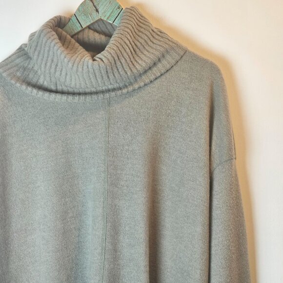 Lulu's Women's Autumn Daze Sage Green Cowl Neck Tunic Oversize Sweater Dress, XL - Picture 3 of 9